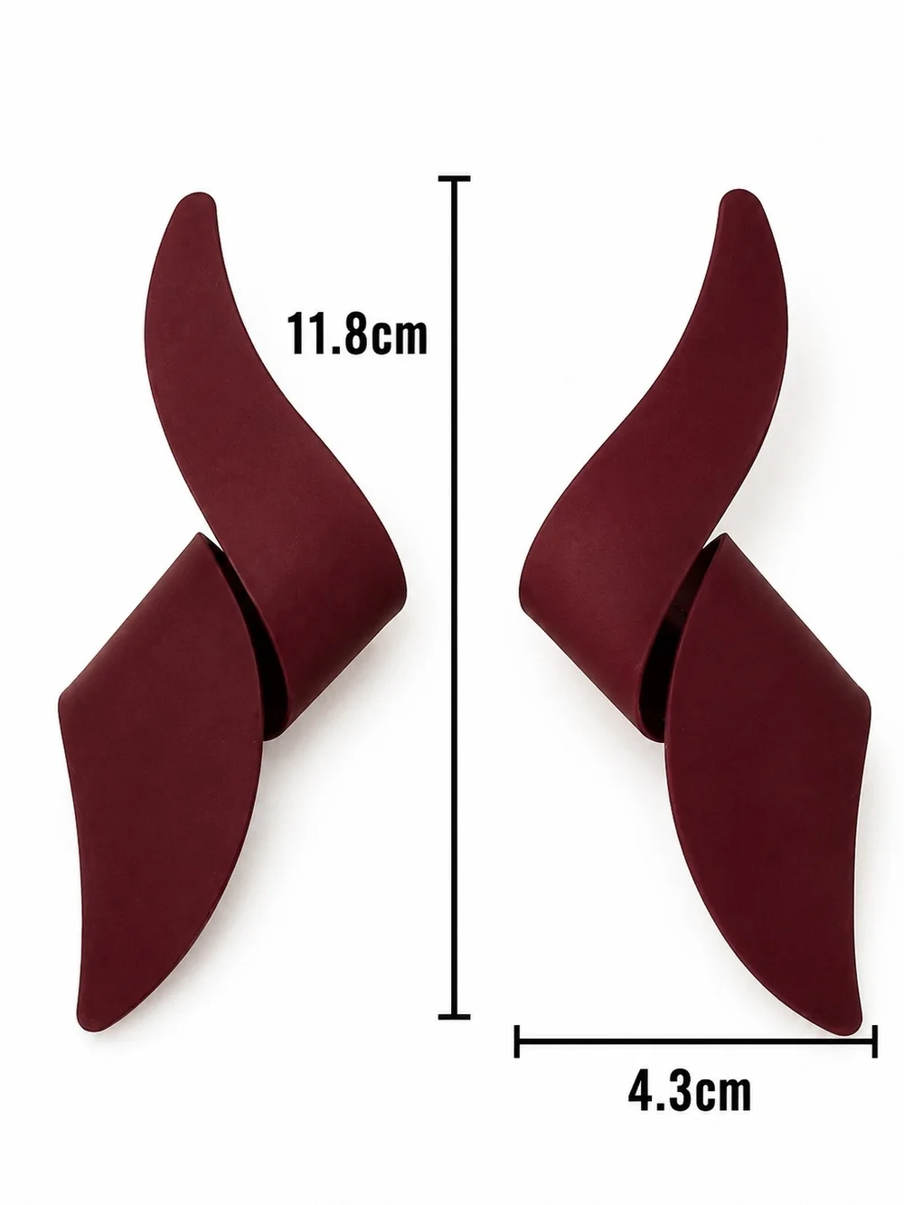 Women's Maroon Sculptural Drop Earrings